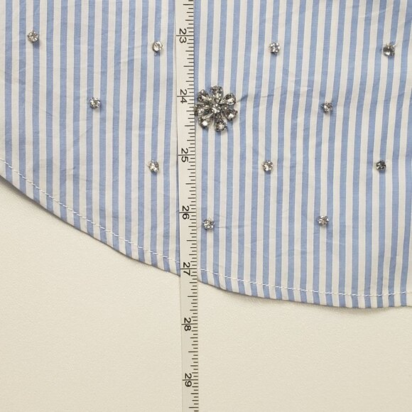 J.Crew Collection Garçon Embellished Shirt in Blue Pinstripe Women's - Pick Size - Picture 4 of 16
